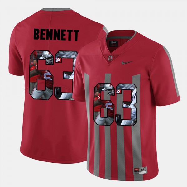 Ohio State Buckeyes Michael Bennett Men's #63 Red Pictorial Fashion College Football Jersey 2404BACC8